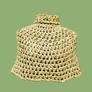 Crochet poncho Green White Pink tri color size M